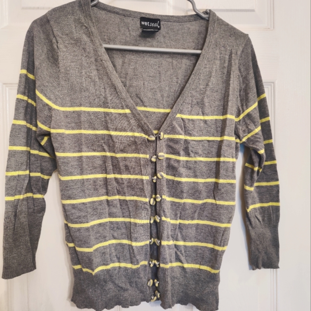 Women's 3/4 sleeve striped cardigan